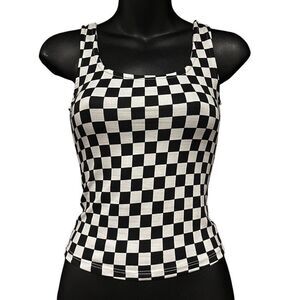 Rue 21 Checkered Stretch Stretchy Tank Top Women’s XS